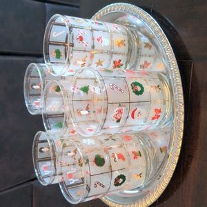 6 Vintage Christmas Cocktail glasses
